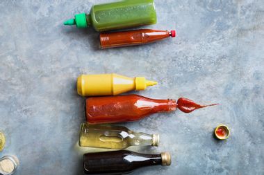 Condiments in bottles